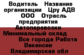 Водитель › Название организации ­ Цру АДВ777, ООО › Отрасль предприятия ­ Автоперевозки › Минимальный оклад ­ 110 000 - Все города Работа » Вакансии   . Владимирская обл.,Вязниковский р-н